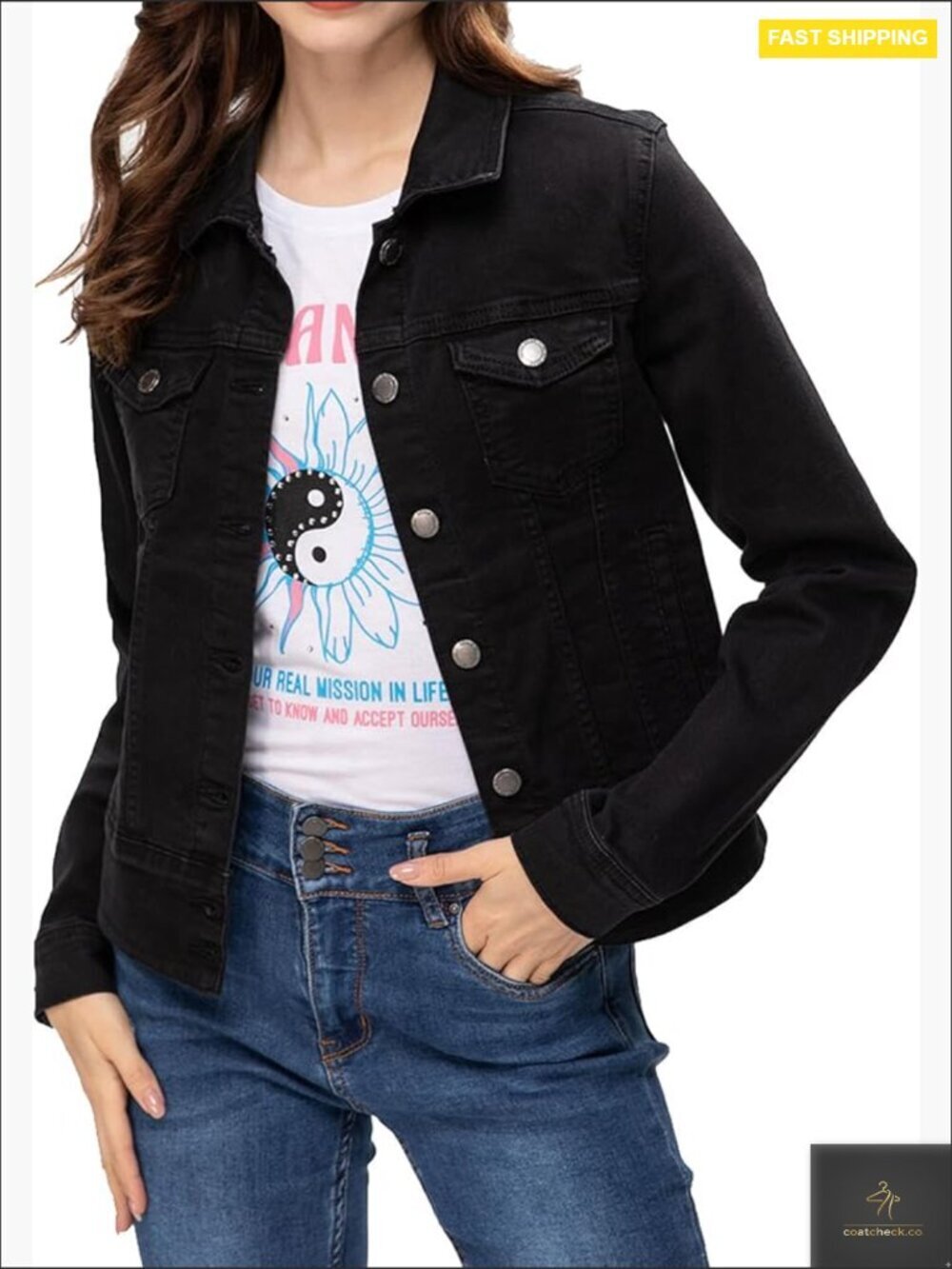 Denim Jacket Button Down Fitted Casual Long Sleeve Classic Wardrobe Staple